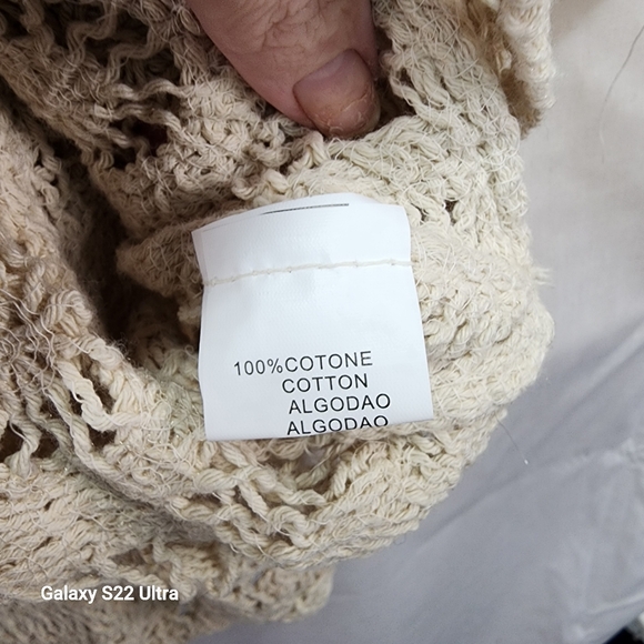 Boho Crochet Open Knit Cardigan Sweater 100% Cotton Cream Ivory Festival Cottage - Picture 11 of 13